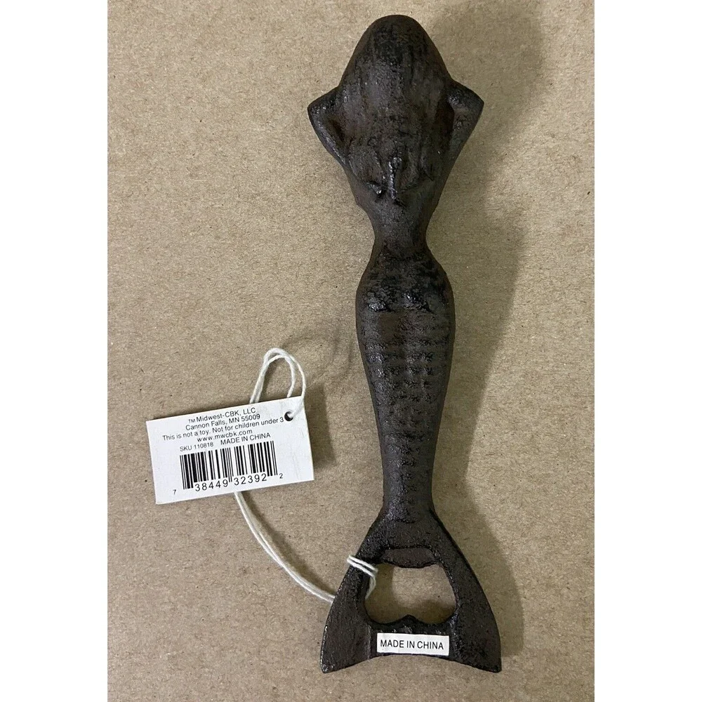 CBK Cast Iron Brown Mermaid Bottle Opener NWT Coastal Beach Bar